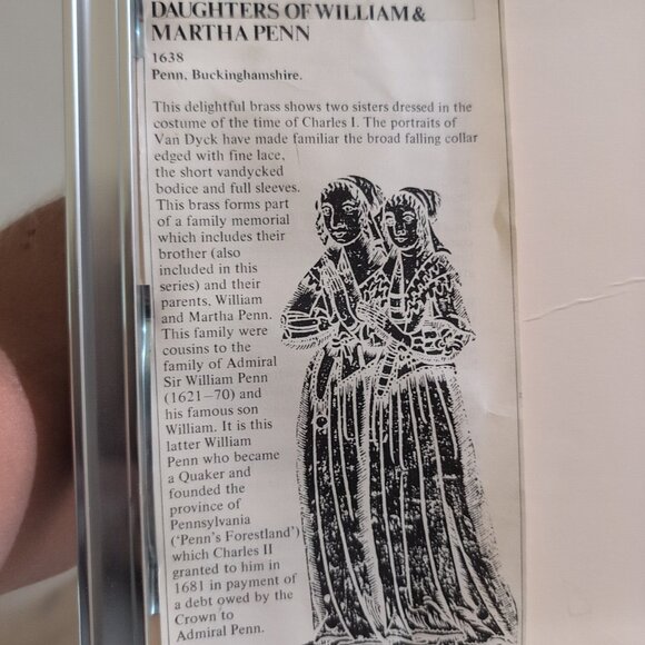 Vintage Framed Rubbing Of The Daughters Of William & Martha Penn - Picture 2 of 5